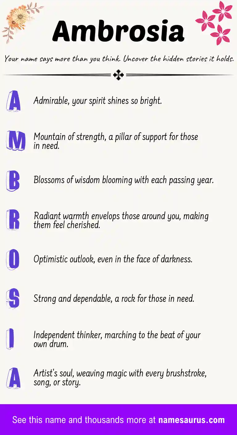 Acrostic poem about Ambrosia.