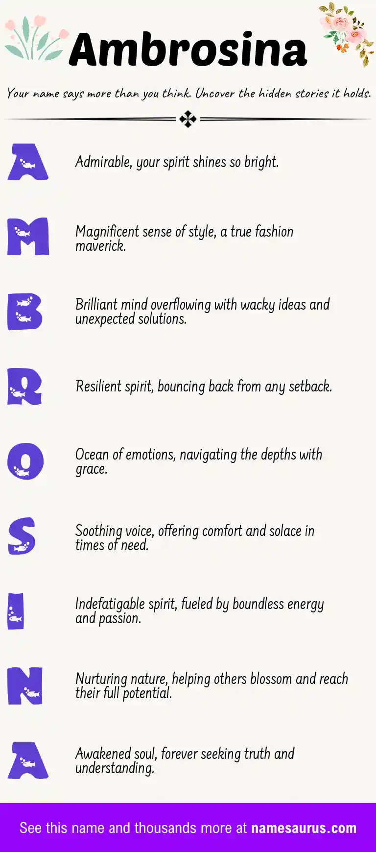 Acrostic poem about Ambrosina.