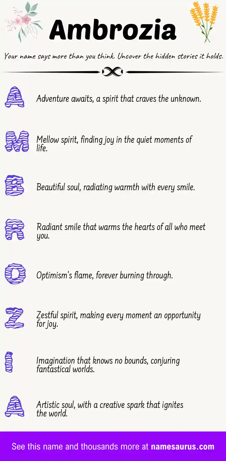 Acrostic poem about Ambrozia.