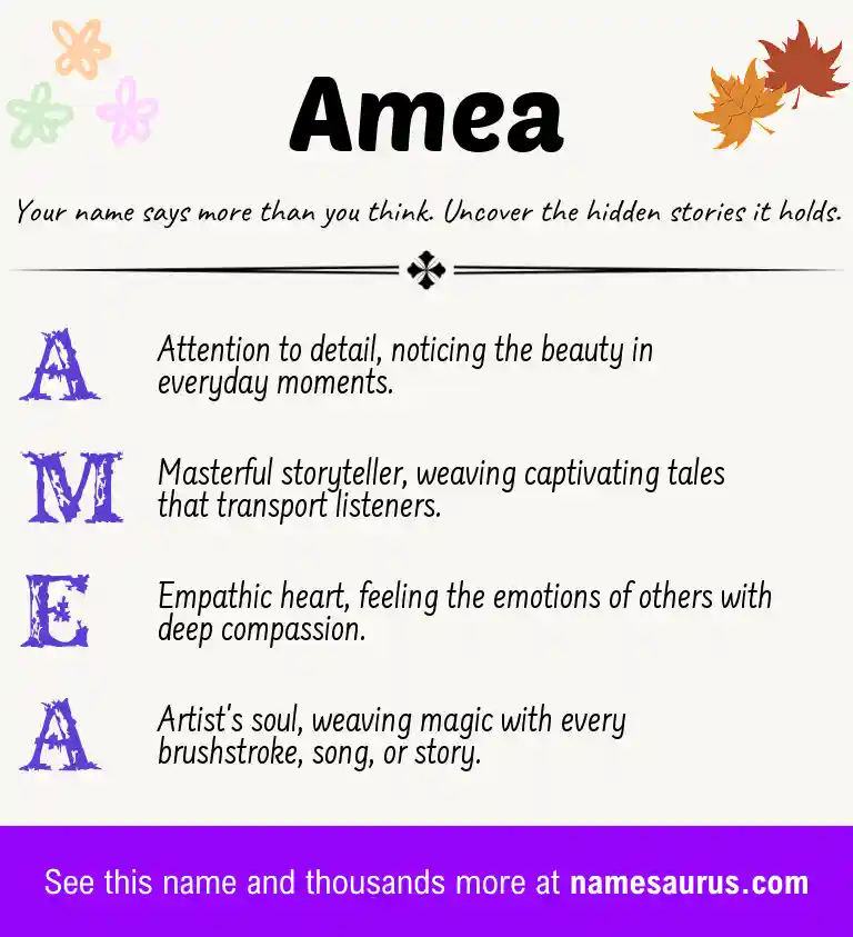 Acrostic poem about Amea.