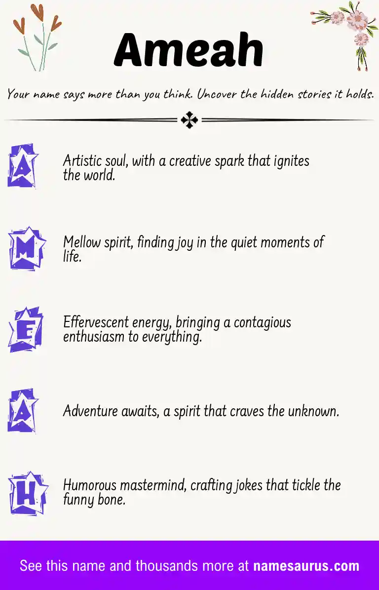 Acrostic poem about Ameah.
