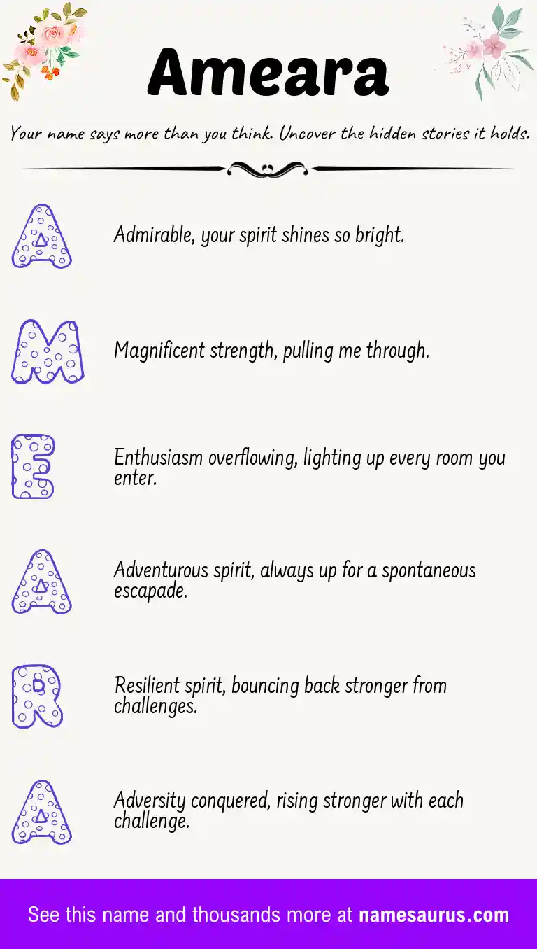 Acrostic poem about Ameara.