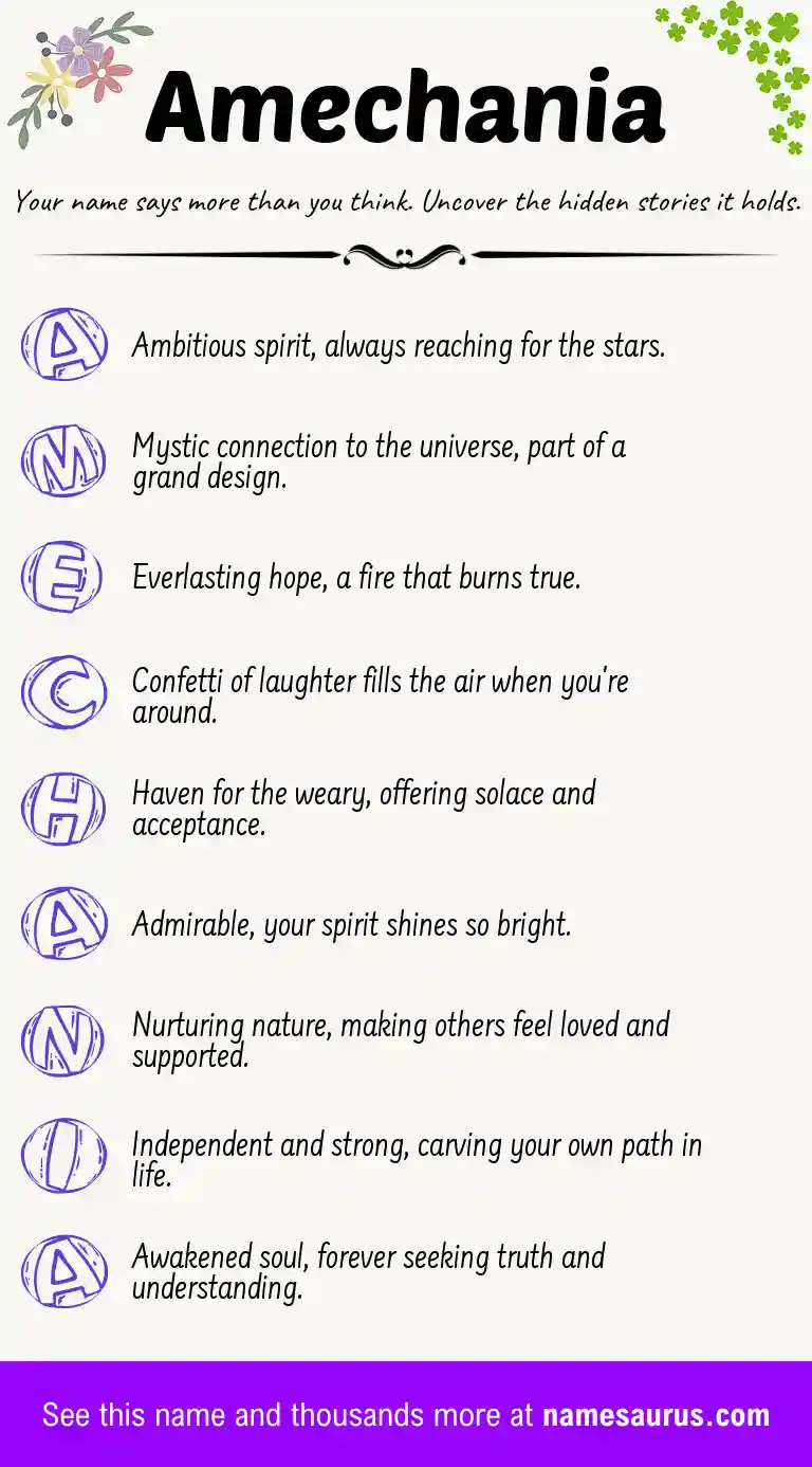 Acrostic poem about Amechania.