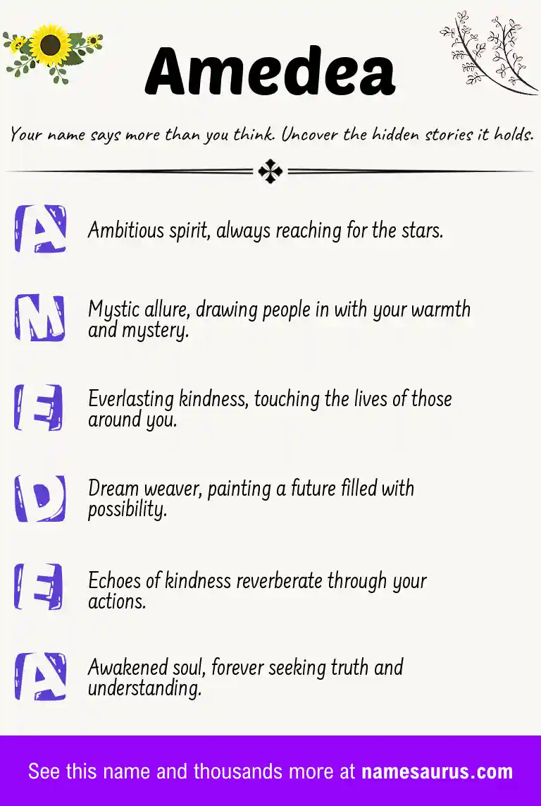 Acrostic poem about Amedea.