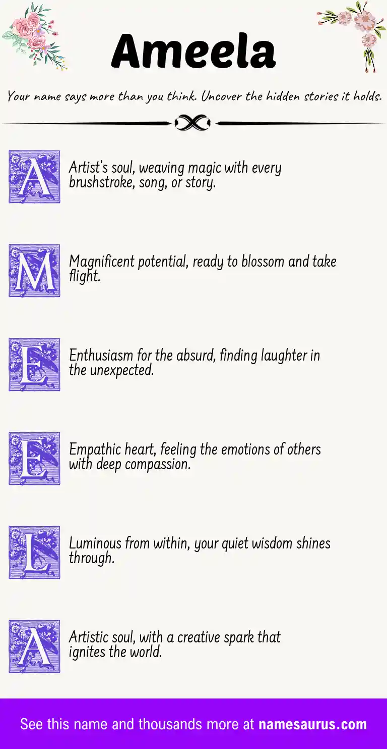 Acrostic poem about Ameela.