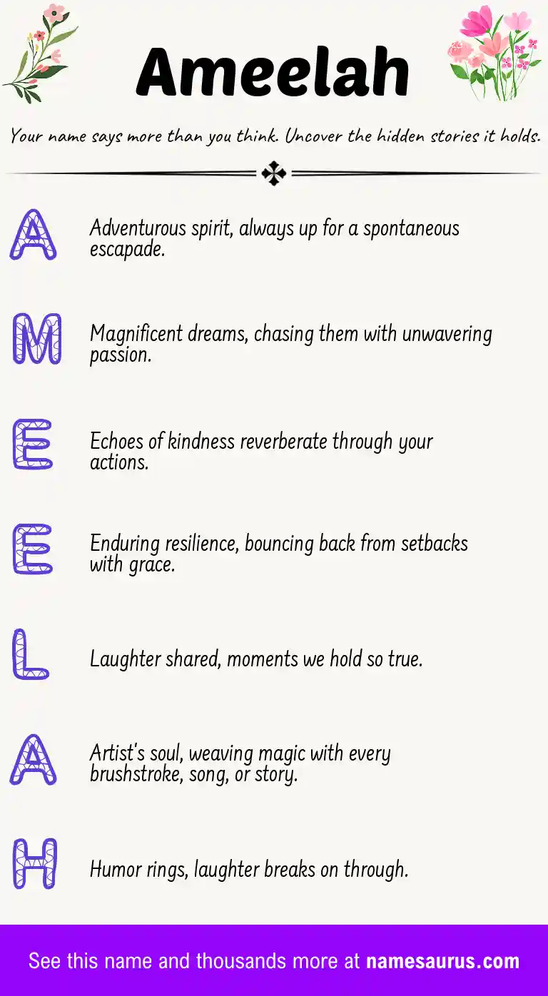 Acrostic poem about Ameelah.