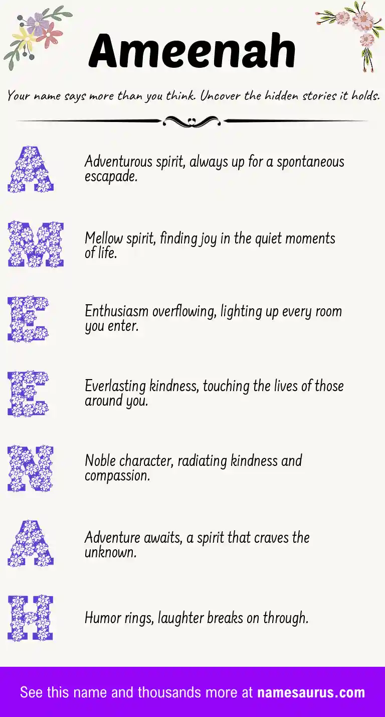 Acrostic poem about Ameenah.