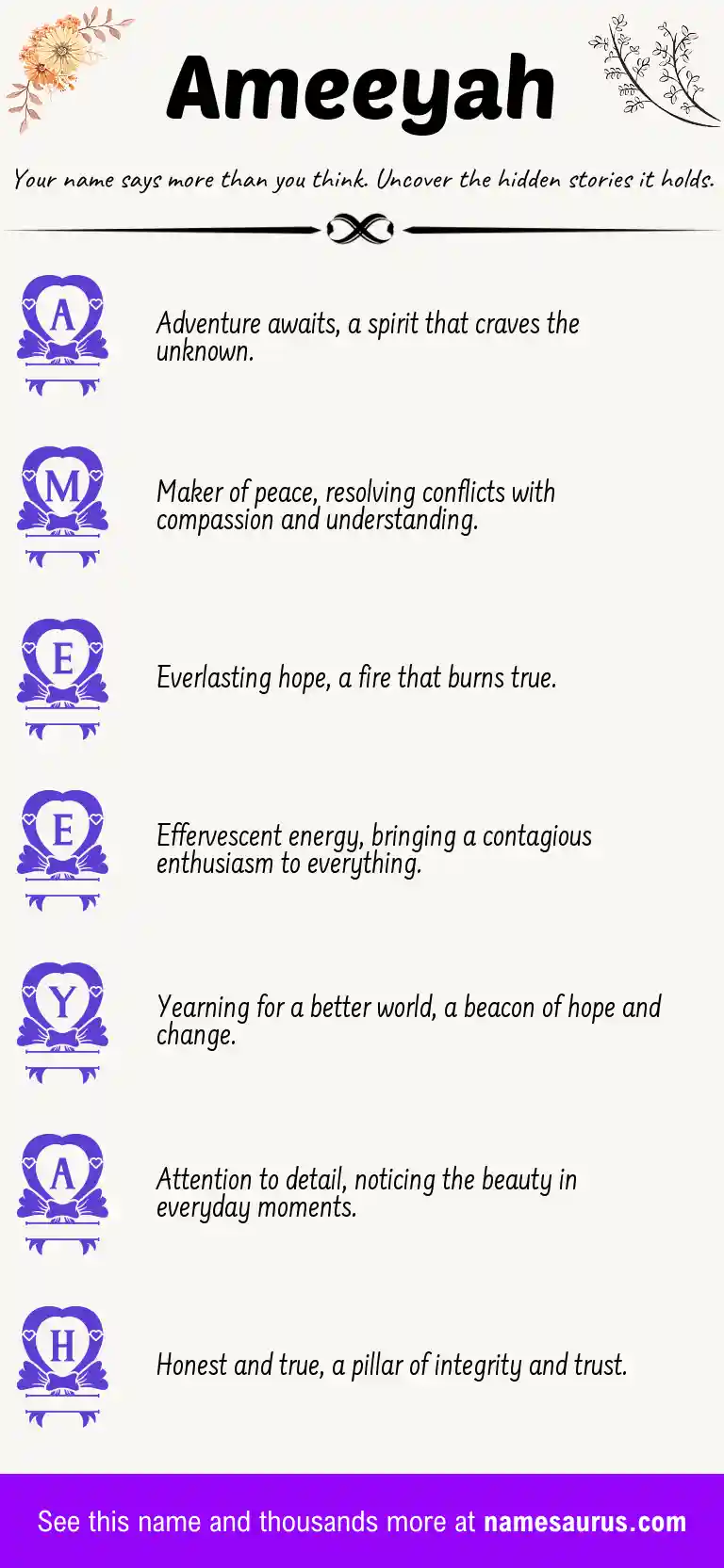 Acrostic poem about Ameeyah.