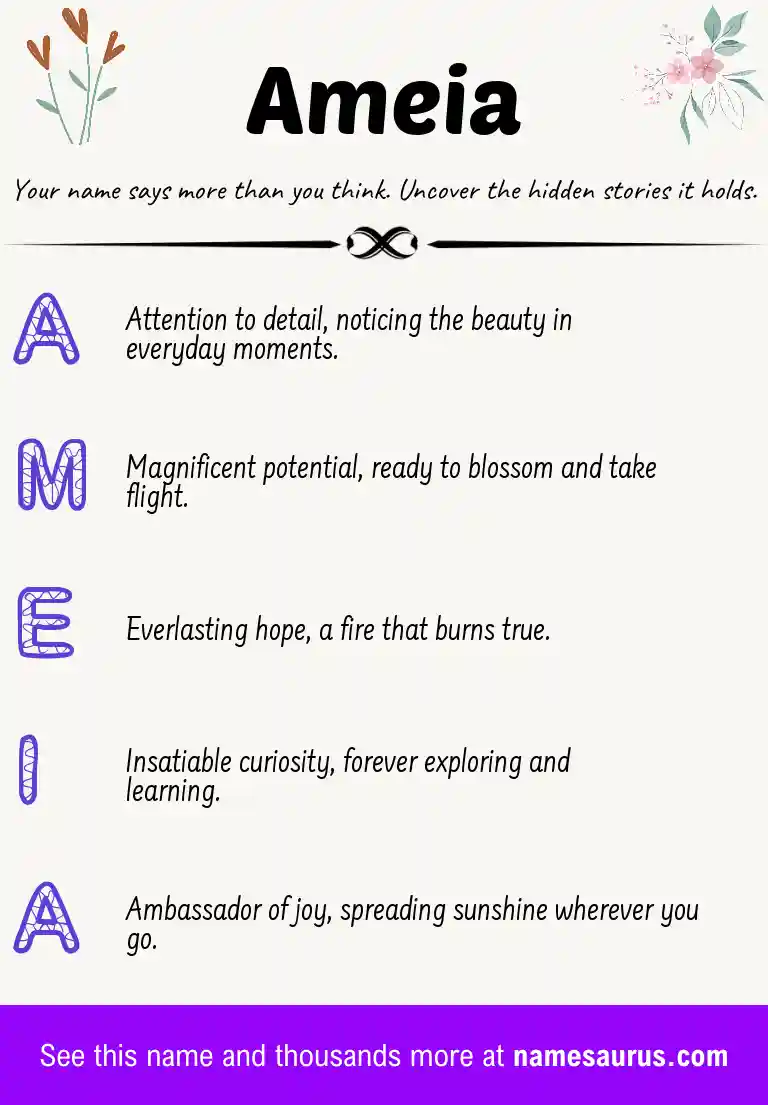 Acrostic poem about Ameia.