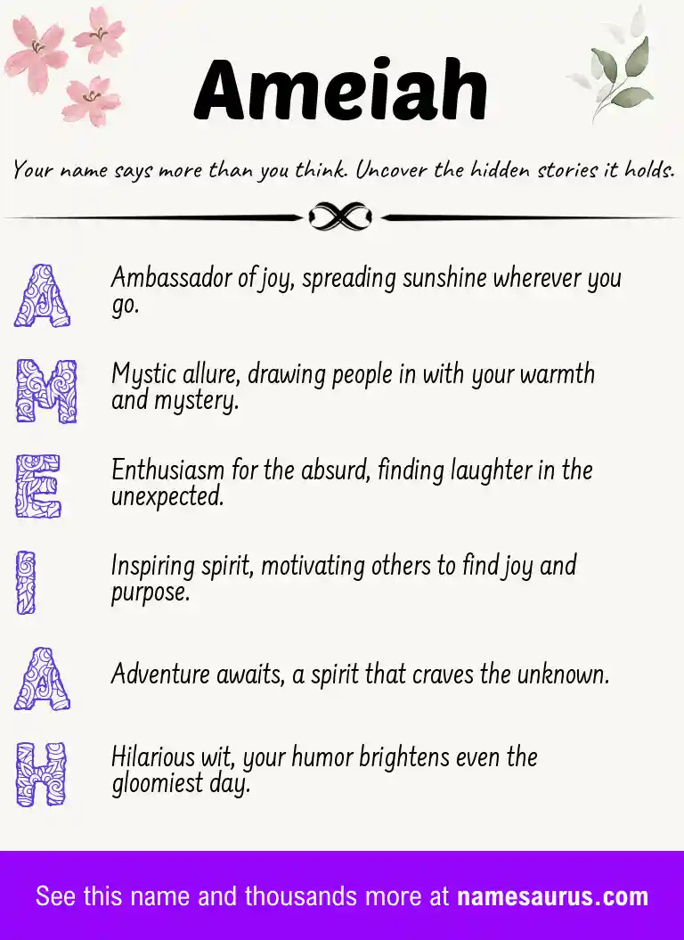 Acrostic poem about Ameiah.