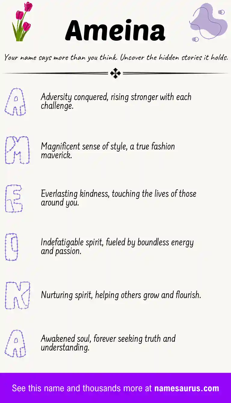Acrostic poem about Ameina.
