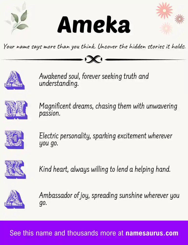 Acrostic poem about Ameka.