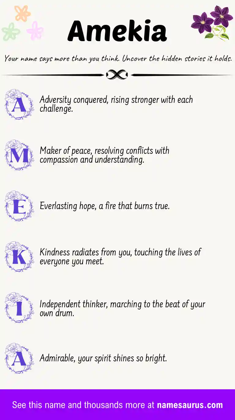 Acrostic poem about Amekia.