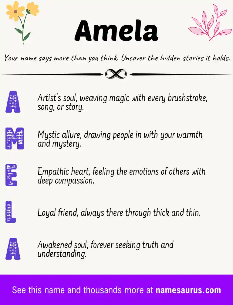 Acrostic poem about Amela.
