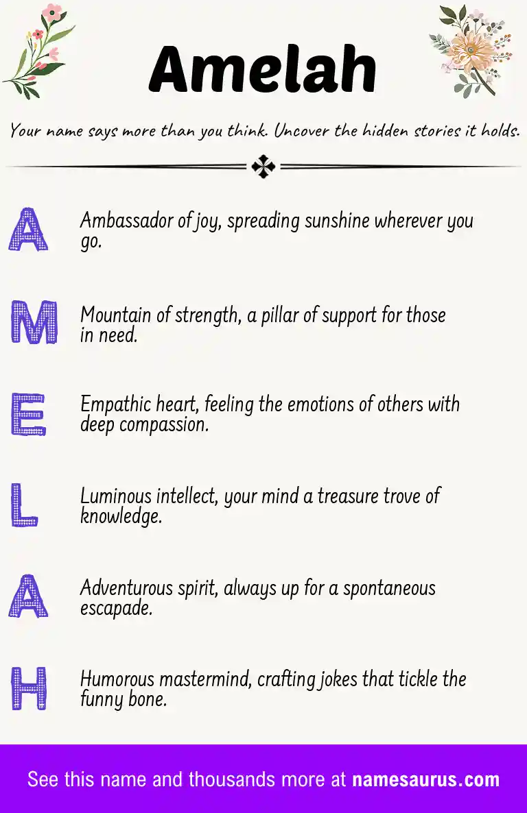 Acrostic poem about Amelah.