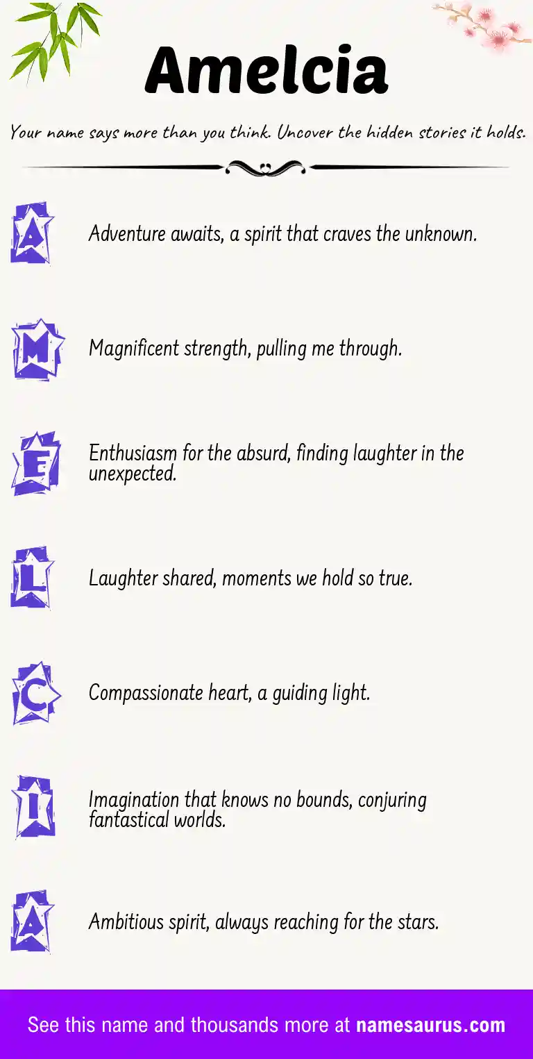 Acrostic poem about Amelcia.