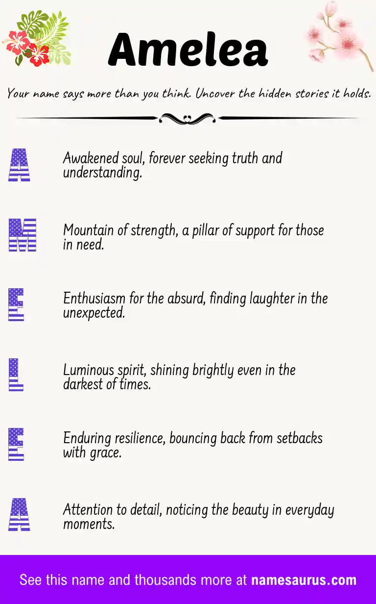Acrostic poem about Amelea.