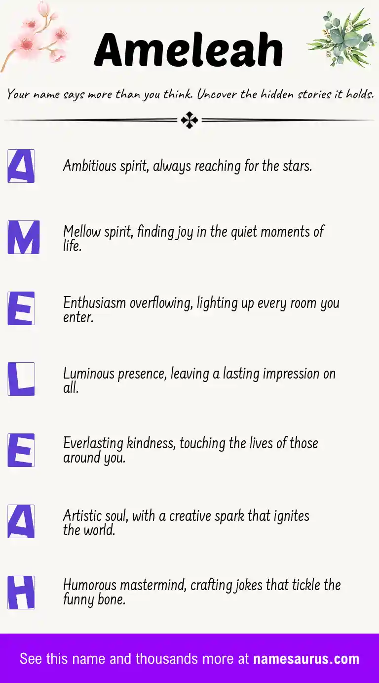 Acrostic poem about Ameleah.