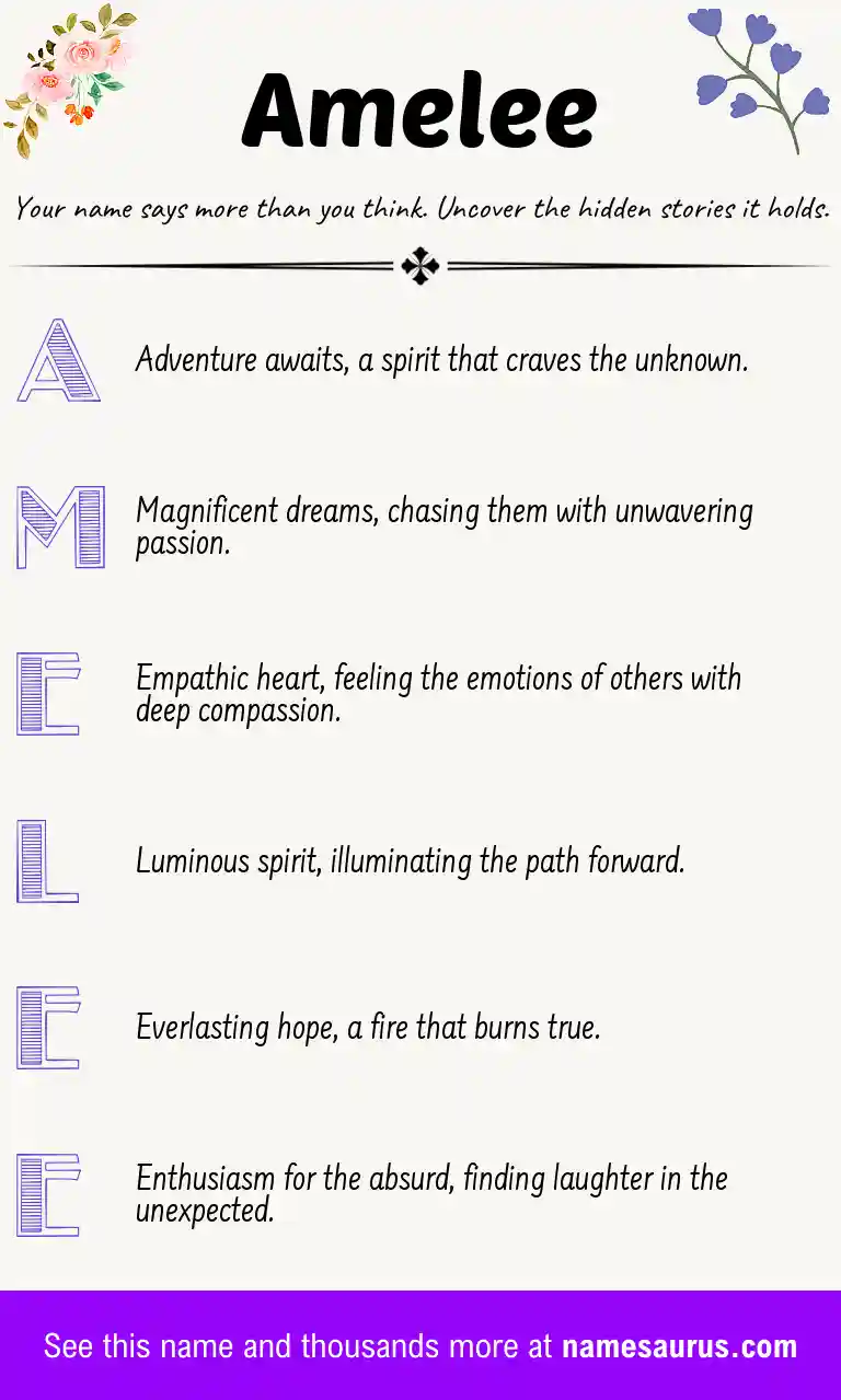 Acrostic poem about Amelee.