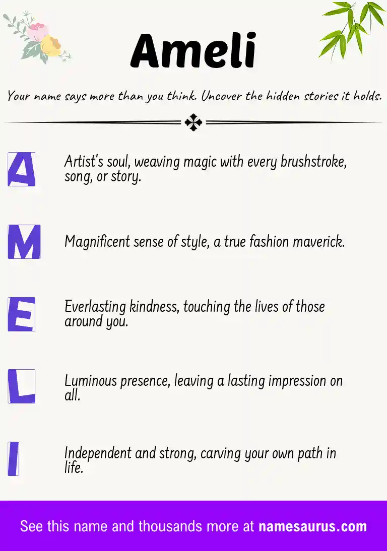 Acrostic poem about Ameli.