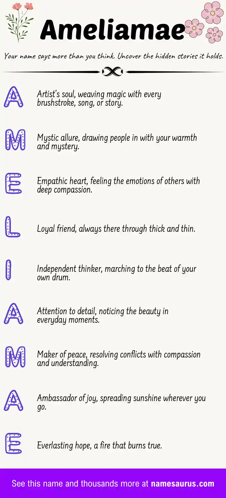 Acrostic poem about Ameliamae.