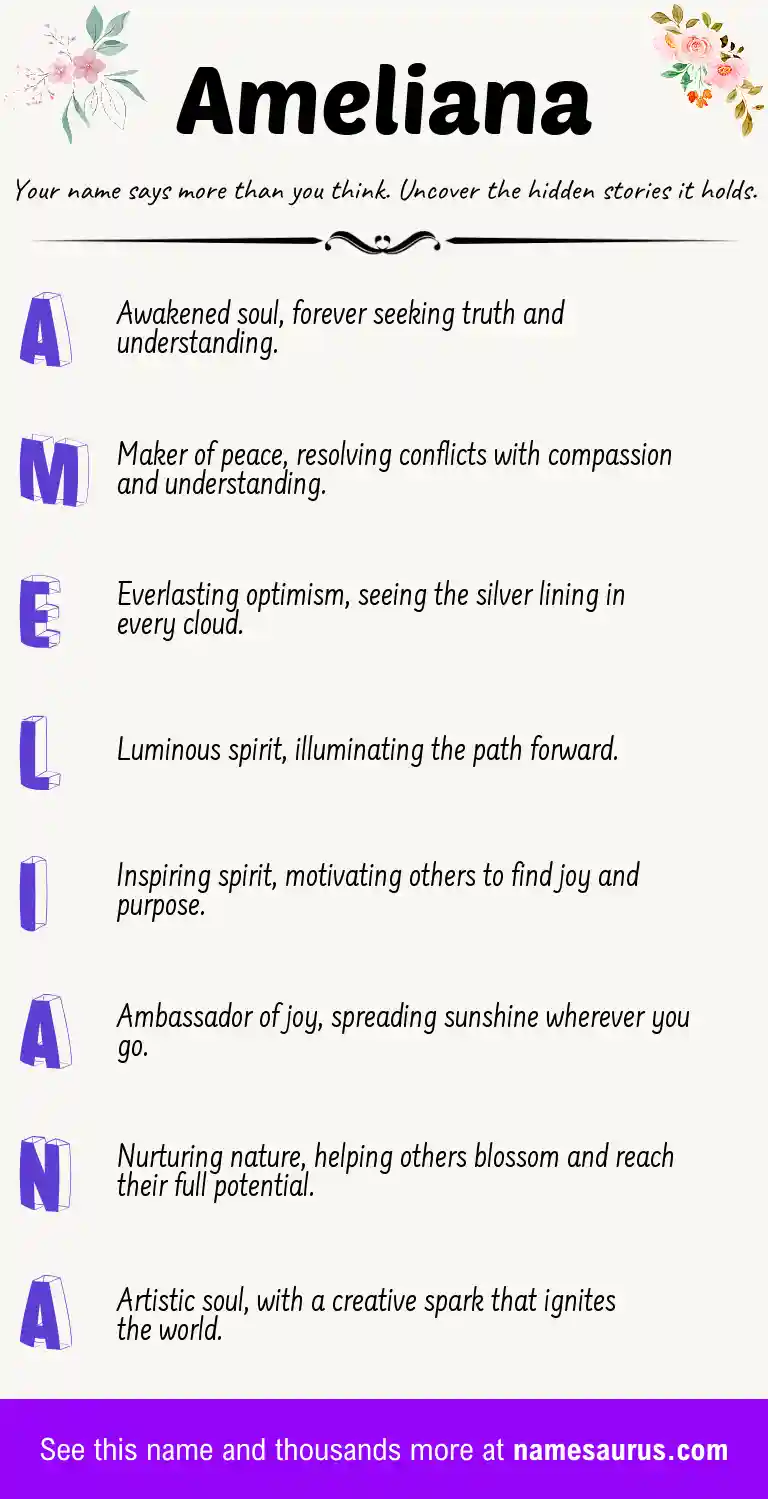 Acrostic poem about Ameliana.