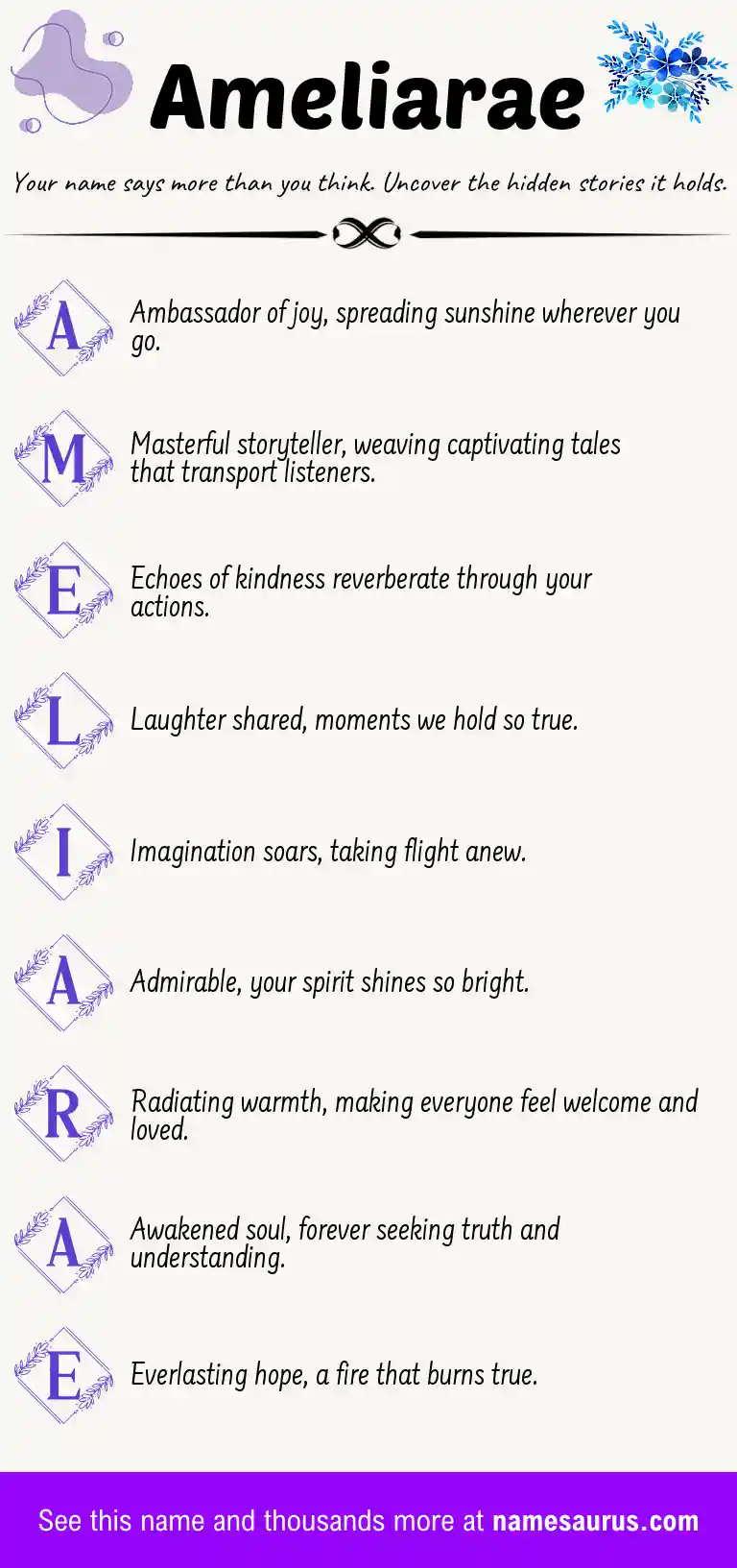 Acrostic poem about Ameliarae.