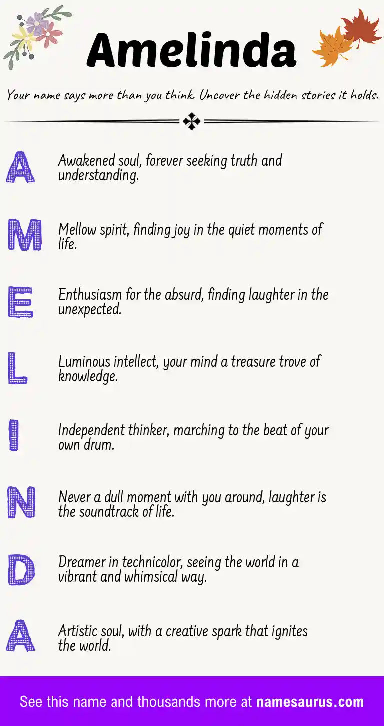 Acrostic poem about Amelinda.