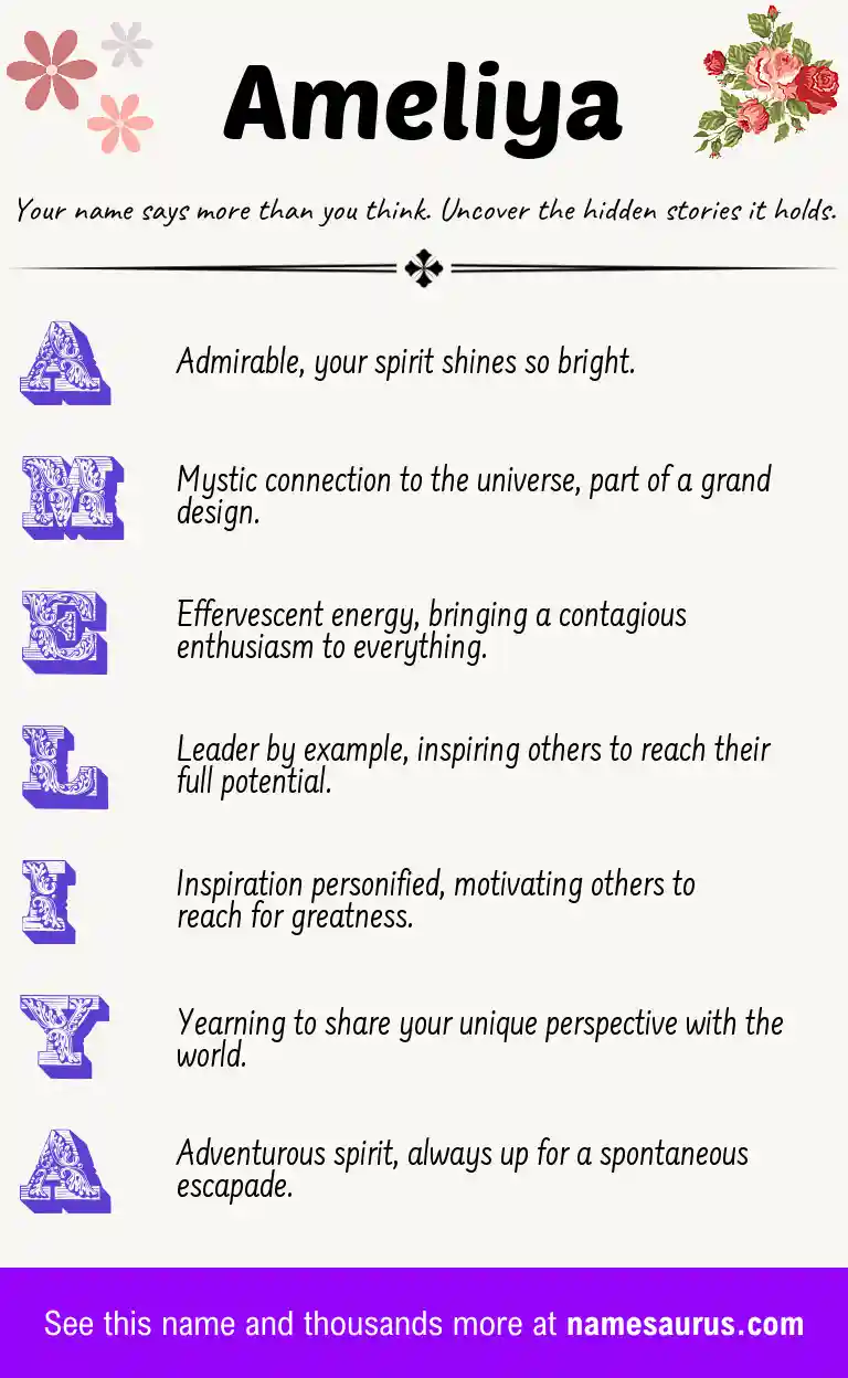 Acrostic poem about Ameliya.