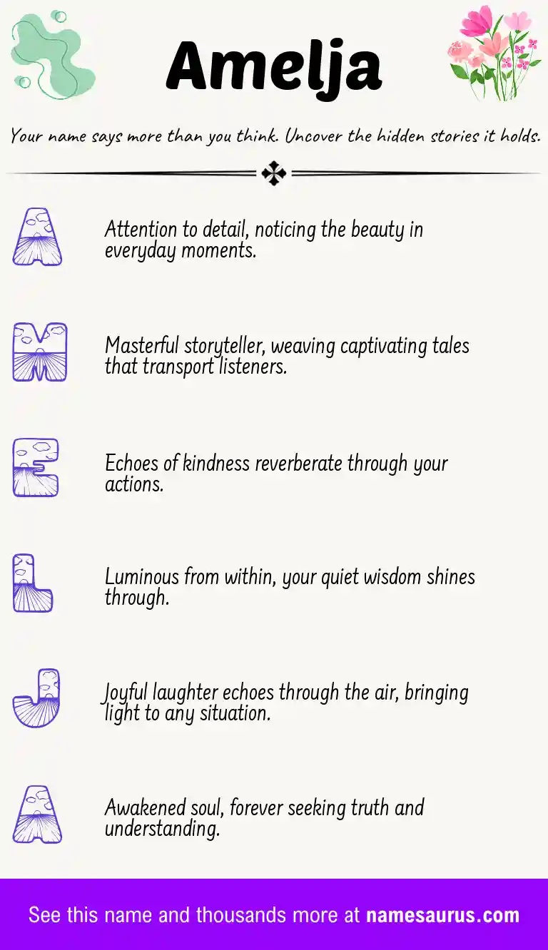 Acrostic poem about Amelja.
