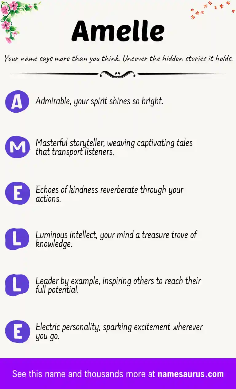 Acrostic poem about Amelle.