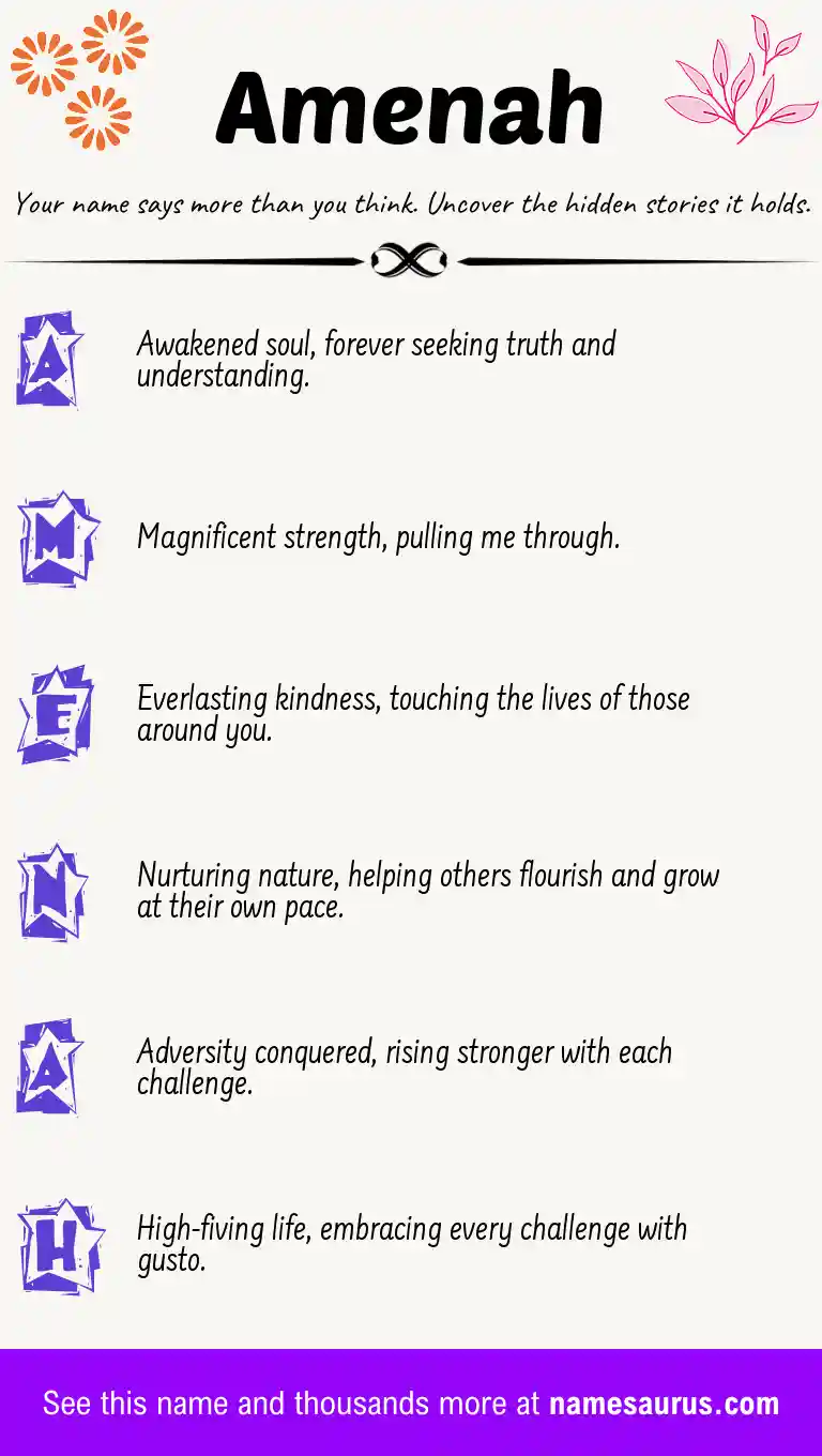 Acrostic poem about Amenah.