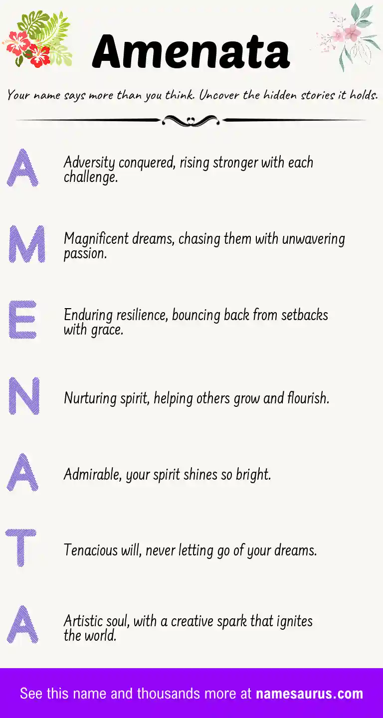 Acrostic poem about Amenata.