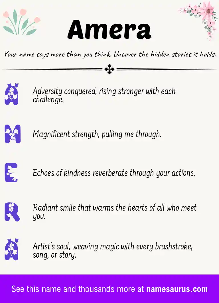 Acrostic poem about Amera.
