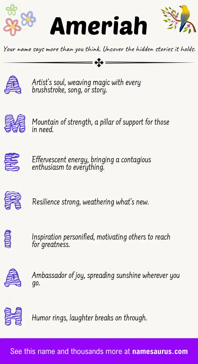 Acrostic poem about Ameriah.