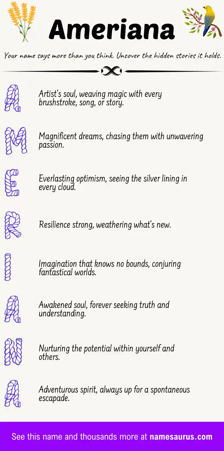 Acrostic poem about Ameriana.