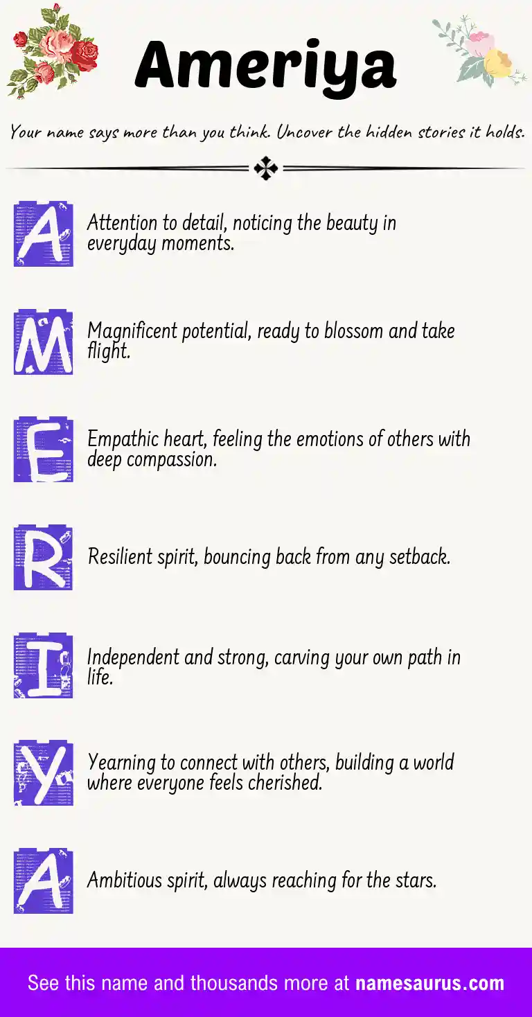 Acrostic poem about Ameriya.