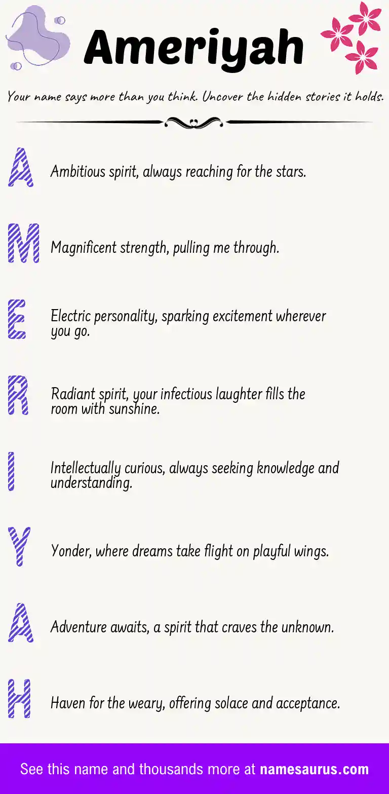 Acrostic poem about Ameriyah.