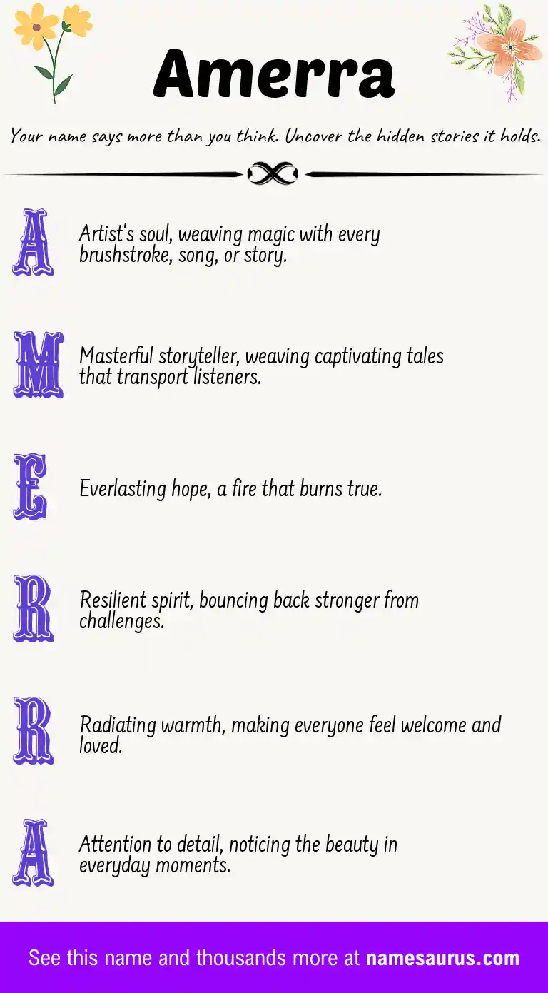 Acrostic poem about Amerra.