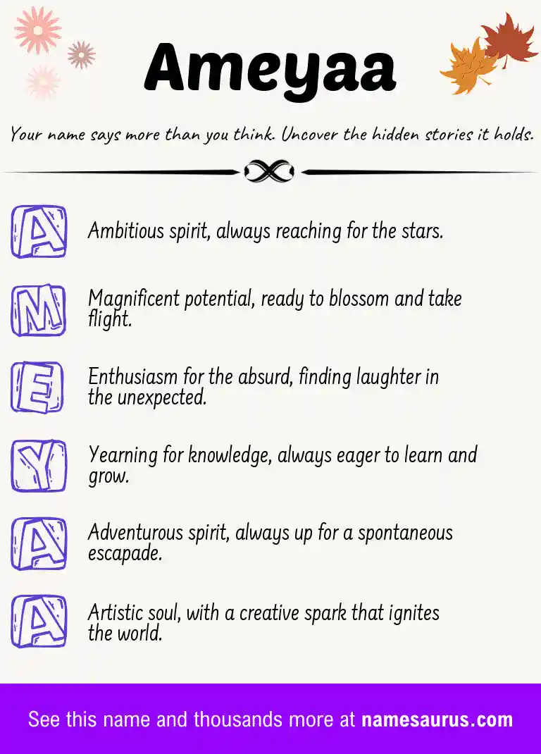 Acrostic poem about Ameyaa.