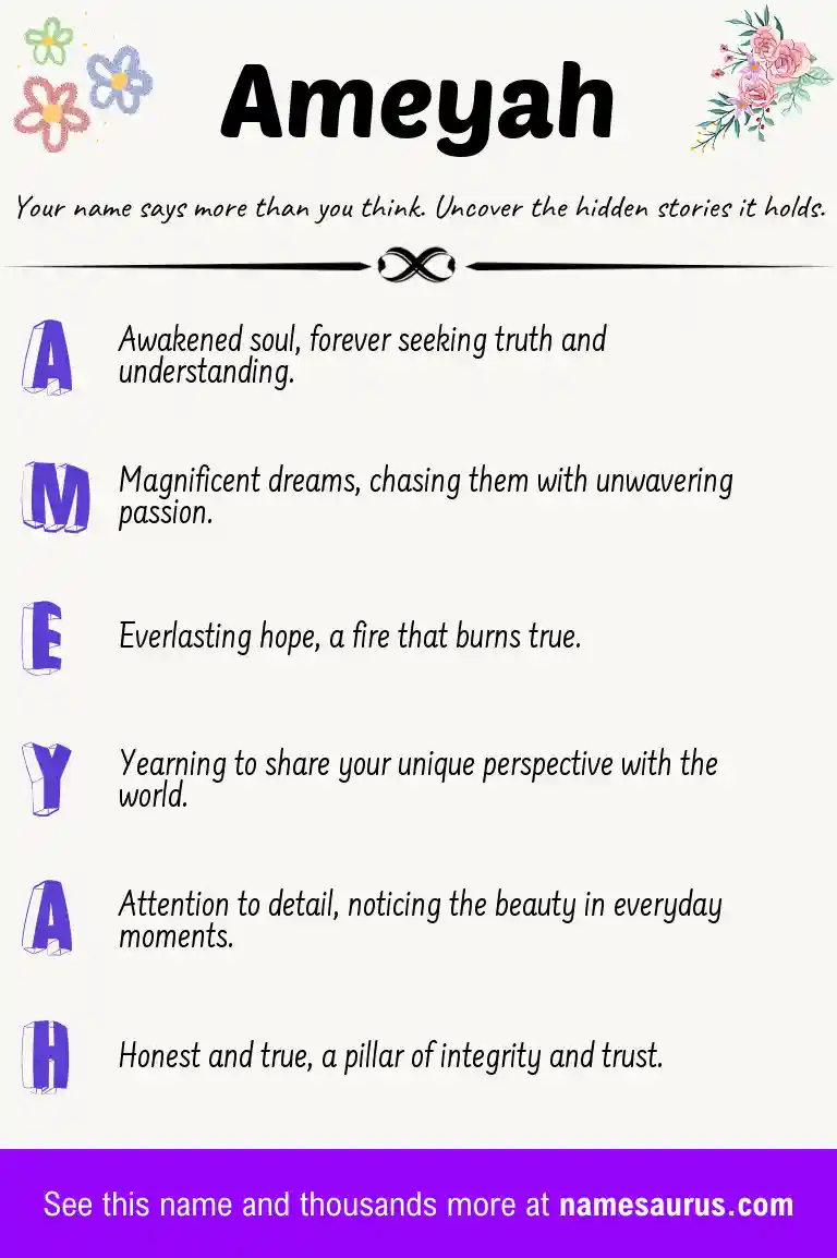 Acrostic poem about Ameyah.