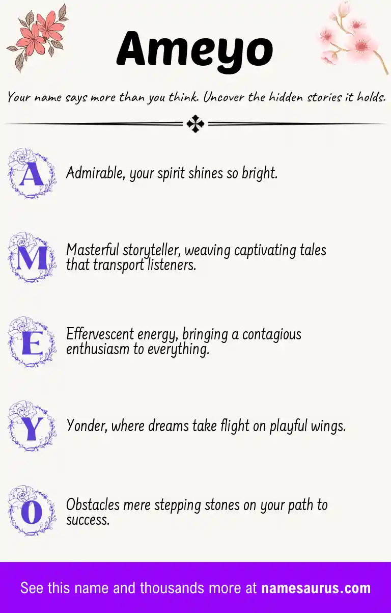 Acrostic poem about Ameyo.