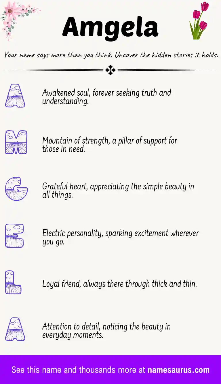 Acrostic poem about Amgela.
