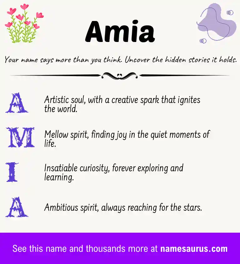 Acrostic poem about Amia.
