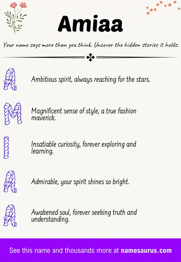 Acrostic poem about Amiaa.
