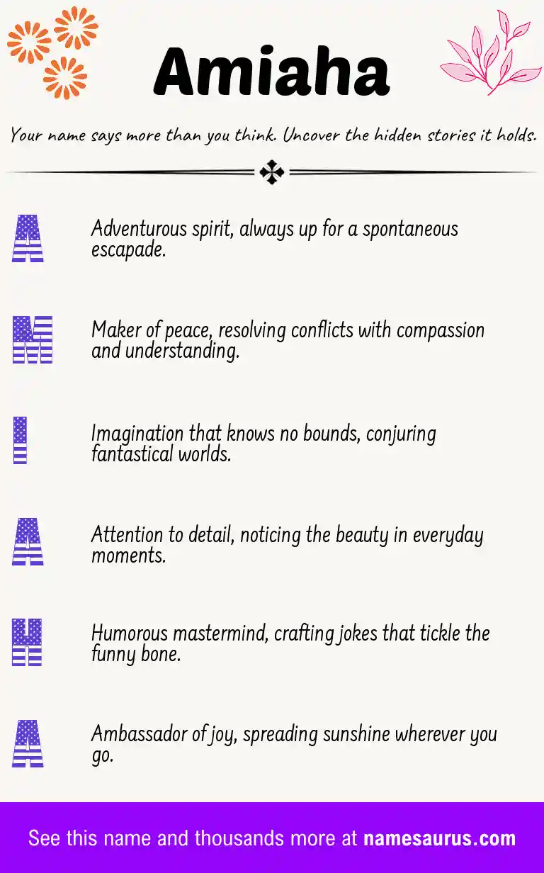 Acrostic poem about Amiaha.