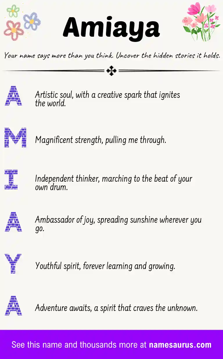 Acrostic poem about Amiaya.