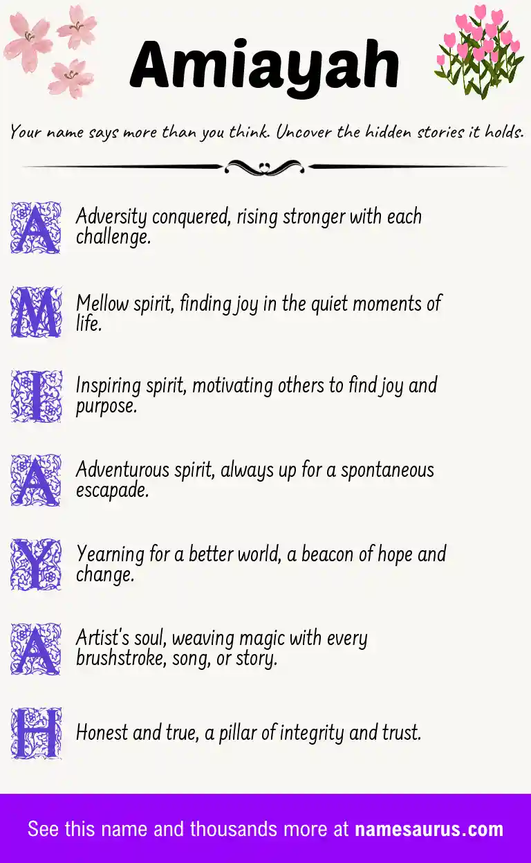 Acrostic poem about Amiayah.