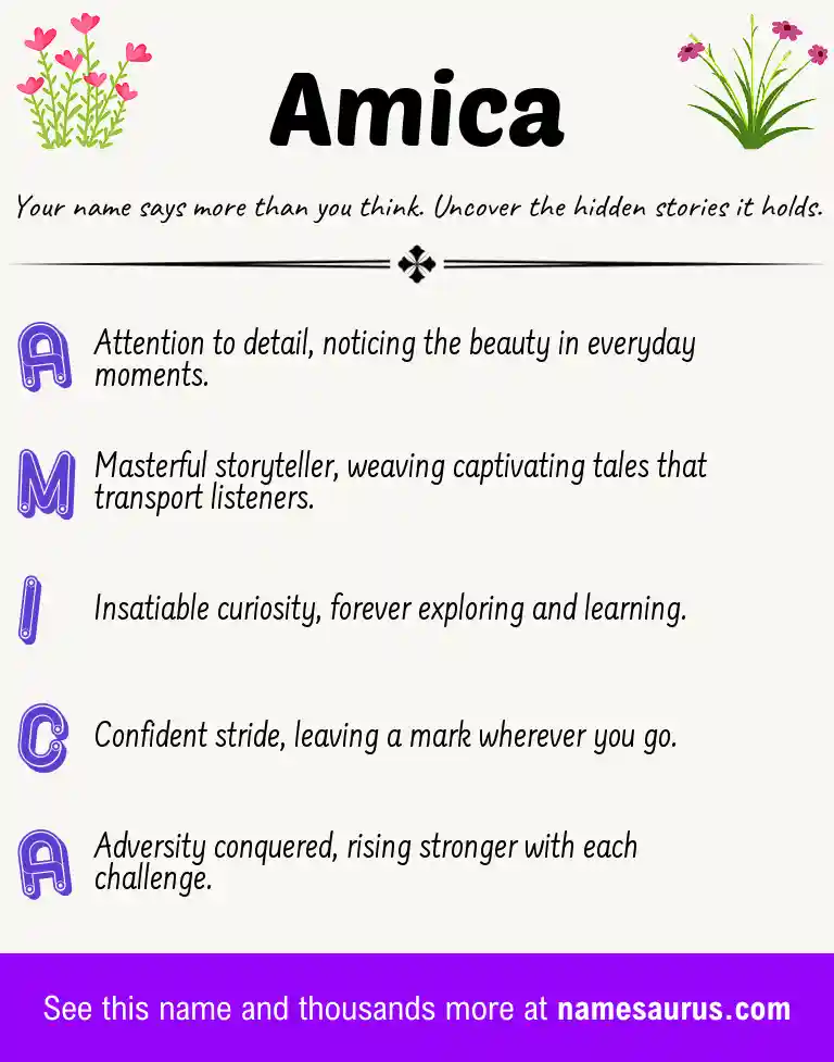 Acrostic poem about Amica.