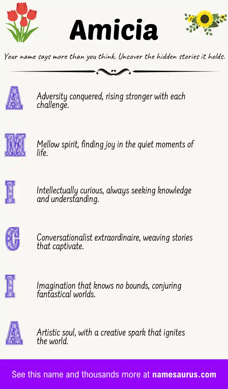 Acrostic poem about Amicia.